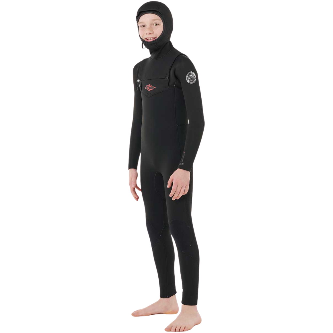 2026 Rip Curl Junior Dawn Patrol 5/4mm Con Capucha Chest Zip Neopreno 144BFS - Black